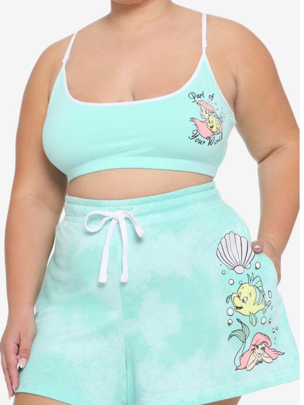 Disney Mint Green Women’s Shorts with Aqua Tie Waist